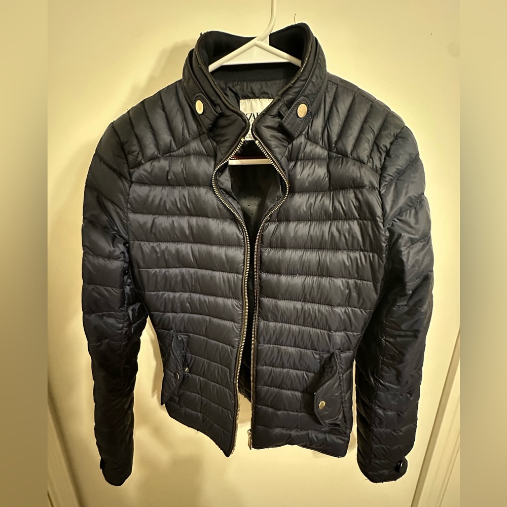 Zara Navy Blue Puffer Jacket